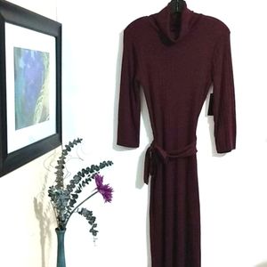 WORTHINGTON SANGRIA RIBBED COWL NECK MIDI SWEATER DRESS SIZE SMALL